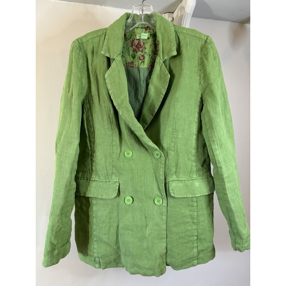 SUNDANCE GREEN Linen Pea Coat Jacket S Boho Lagen